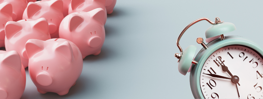 Photo of pigs and a clock.